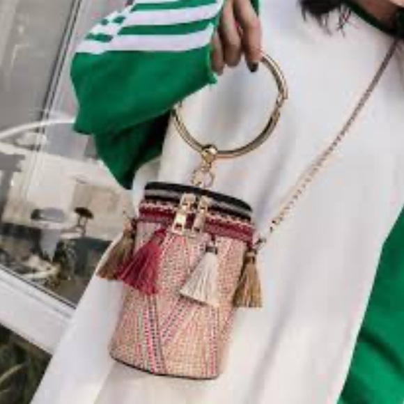 Cylindrical Woven Straw Bucket Crossbody Handbag/Shoul…Boho Chic Tassels - Picture 12 of 14